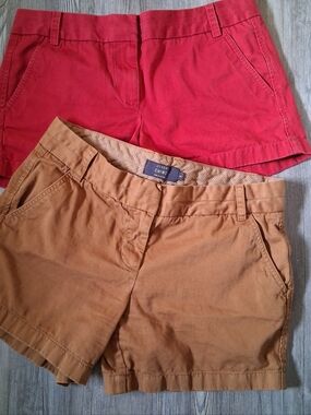 J. Crew Womens Chino Summer Shorts Bundle Red and Khaki